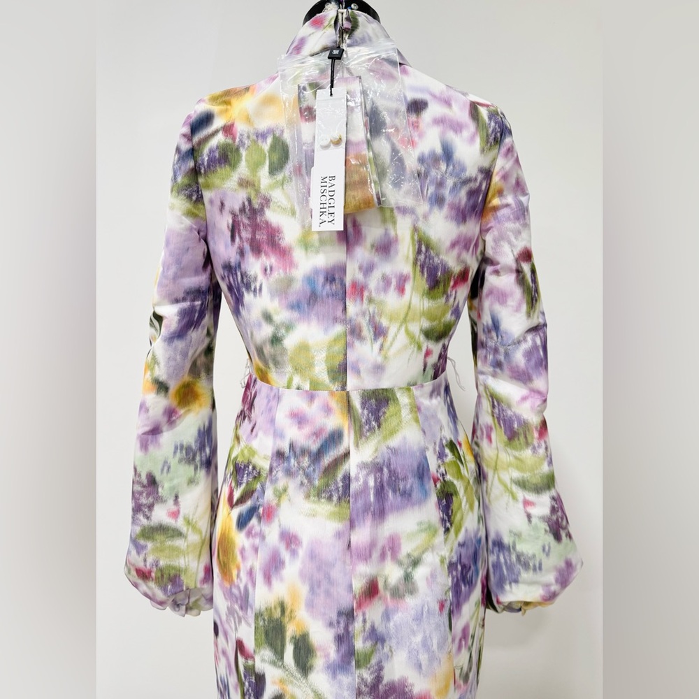 BADGLEY MISCHKA Floral-print multicolor Long Sleeve Taffeta Mermaid Gown - Picture 10 of 16